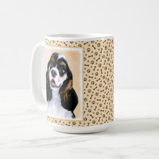 Cocker Spanel (Parti) Malerei - Original Dog Art Kaffeetasse (Vorderseite Links)