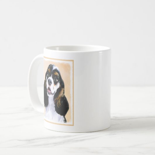 Cocker Spanel (Parti) Malerei - Original Dog Art Kaffeetasse (Vorderseite Links)
