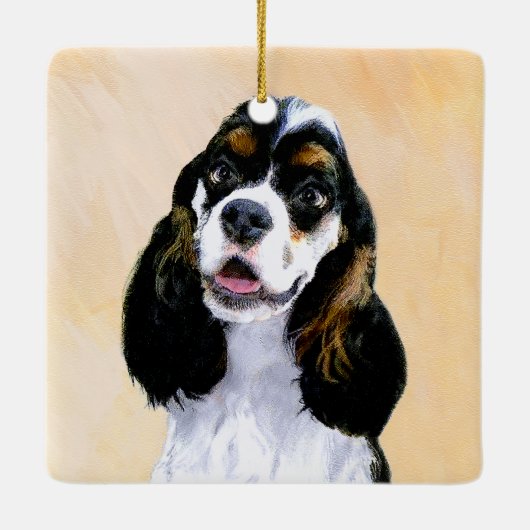 Cocker Spanel (Parti) Malerei - Original Dog Art Keramikornament (Rückseite)