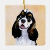 Cocker Spanel (Parti) Malerei - Original Dog Art Keramikornament (Vorderseite)