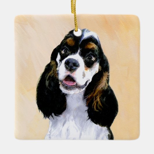 Cocker Spanel (Parti) Malerei - Original Dog Art Keramikornament (Vorderseite)