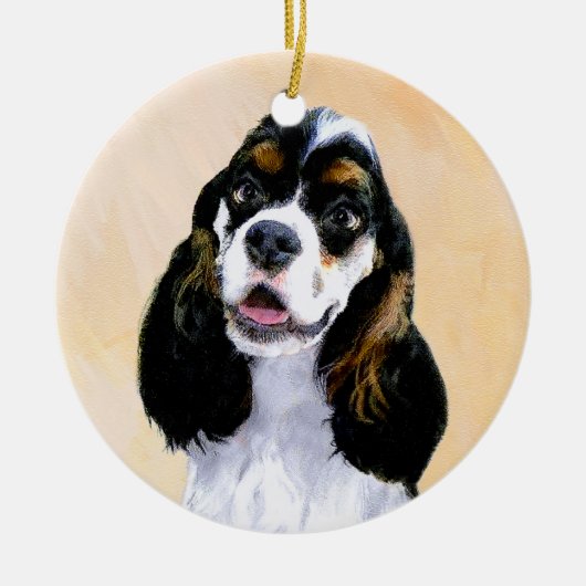 Cocker Spanel (Parti) Malerei - Original Dog Art Keramikornament (Vorne)
