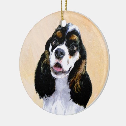 Cocker Spanel (Parti) Malerei - Original Dog Art Keramikornament (Links)