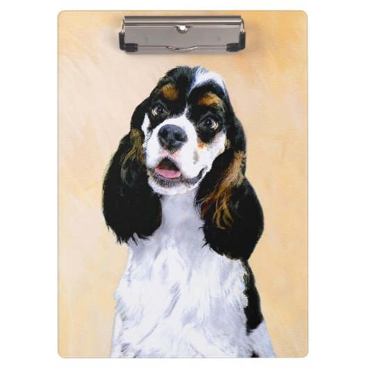 Cocker Spanel (Parti) Malerei - Original Dog Art Klemmbrett (Vorderseite)