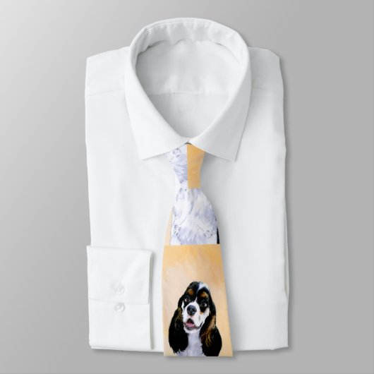 Cocker Spanel (Parti) Malerei - Original Dog Art Krawatte (Gebunden)