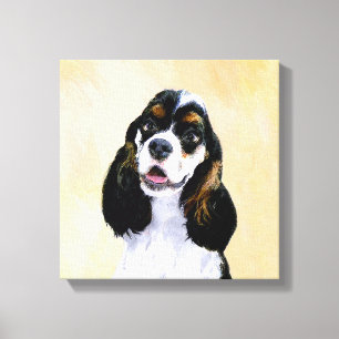 Cocker Spanel (Parti) Malerei - Original Dog Art Leinwanddruck