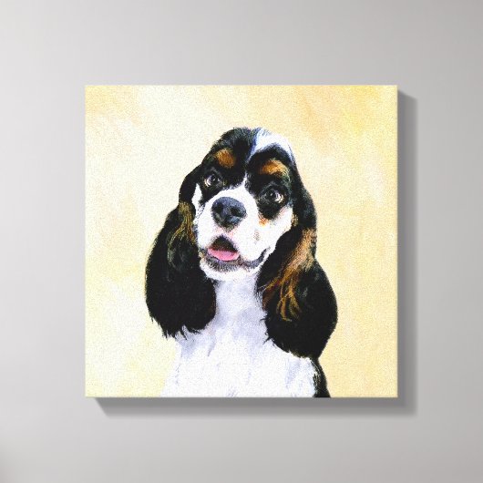 Cocker Spanel (Parti) Malerei - Original Dog Art Leinwanddruck (Vorderseite)
