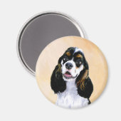 Cocker Spanel (Parti) Malerei - Original Dog Art Magnet (Vorderseite/Rückseite)