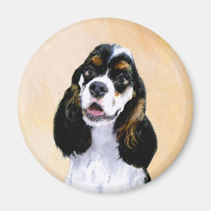 Cocker Spanel (Parti) Malerei - Original Dog Art Magnet