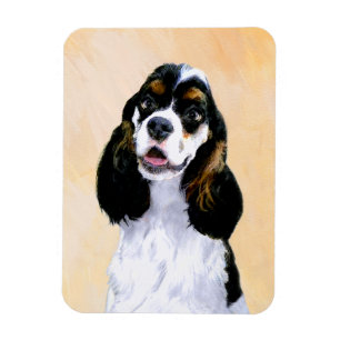 Cocker Spanel (Parti) Malerei - Original Dog Art Magnet