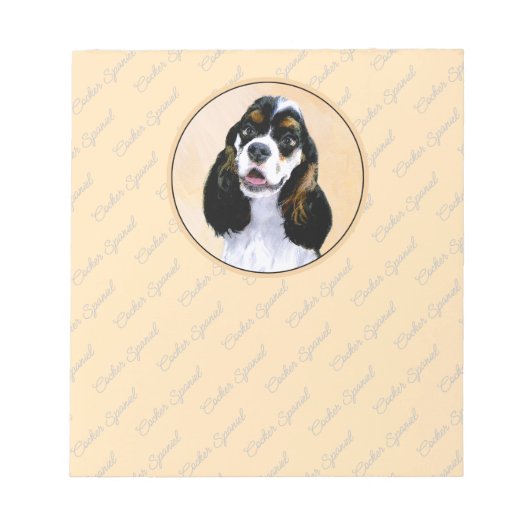 Cocker Spanel (Parti) Malerei - Original Dog Art Notizblock (Vorderseite)