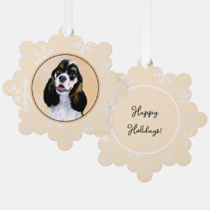 Cocker Spanel (Parti) Malerei - Original Dog Art Ornament Karte