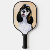 Cocker Spanel (Parti) Malerei - Original Dog Art Pickleball Schläger (Rückseite)