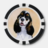 Cocker Spanel (Parti) Malerei - Original Dog Art Pokerchips (Vorderseite)