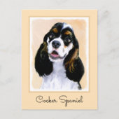Cocker Spanel (Parti) Malerei - Original Dog Art Postkarte (Vorderseite)