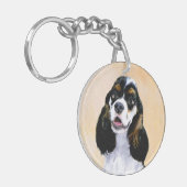 Cocker Spanel (Parti) Malerei - Original Dog Art Schlüsselanhänger (Vorderseite links)
