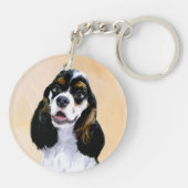 Cocker Spanel (Parti) Malerei - Original Dog Art Schlüsselanhänger (Rückseite)