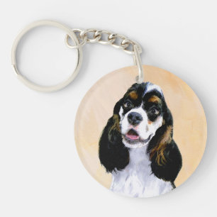 Cocker Spanel (Parti) Malerei - Original Dog Art Schlüsselanhänger