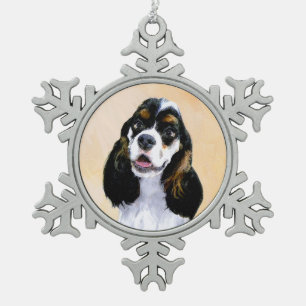 Cocker Spanel (Parti) Malerei - Original Dog Art Schneeflocken Zinn-Ornament