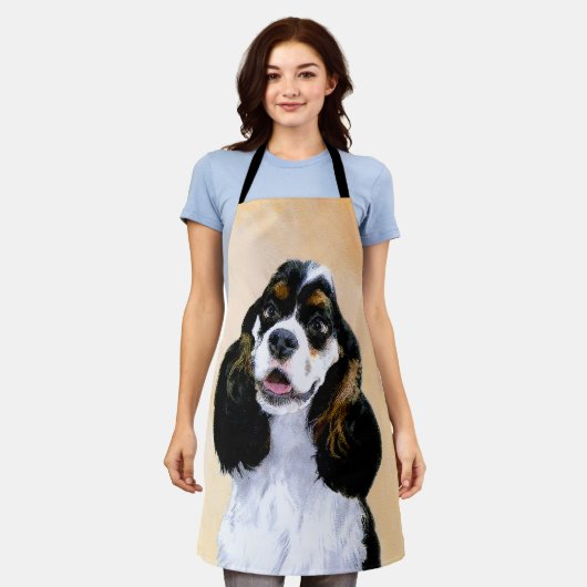 Cocker Spanel (Parti) Malerei - Original Dog Art Schürze (Getragen)