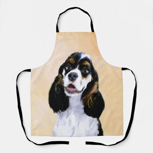 Cocker Spanel (Parti) Malerei - Original Dog Art Schürze (Vorderseite)