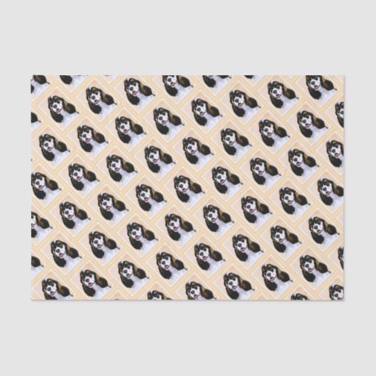 Cocker Spanel (Parti) Malerei - Original Dog Art Seidenpapier (Vorderseite)