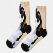 Cocker Spanel (Parti) Malerei - Original Dog Art Socken (Linkes Detail)