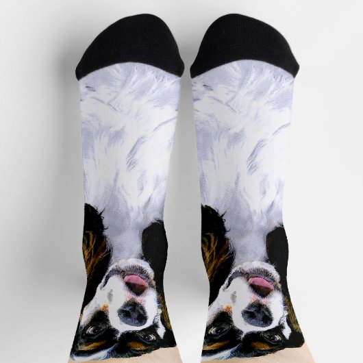 Cocker Spanel (Parti) Malerei - Original Dog Art Socken (Oben)