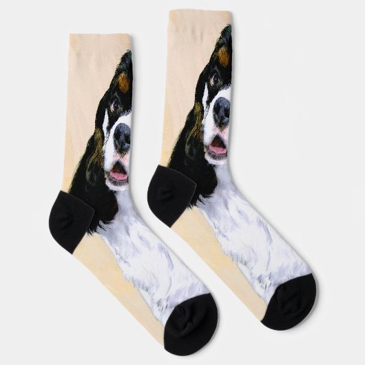 Cocker Spanel (Parti) Malerei - Original Dog Art Socken (Rechts)