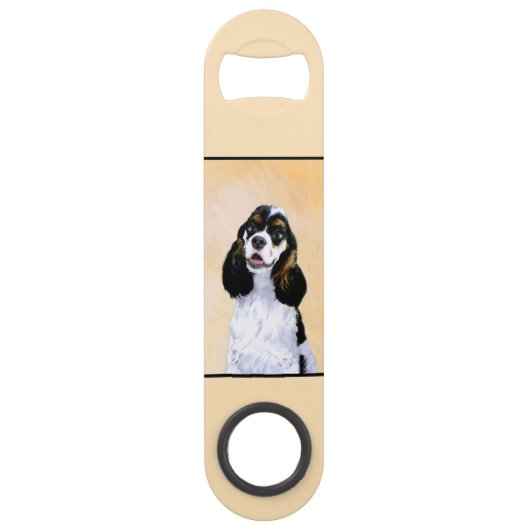 Cocker Spanel (Parti) Malerei - Original Dog Art Speed Flaschenöffner (Rückseite)
