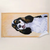 Cocker Spanel (Parti) Malerei - Original Dog Art Strandtuch (Vorderseite)
