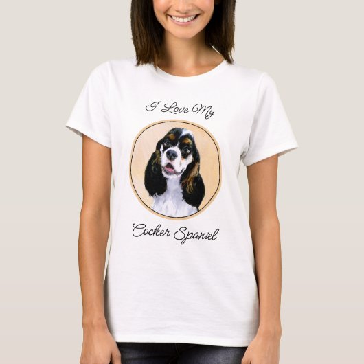 Cocker Spanel (Parti) Malerei - Original Dog Art T-Shirt (Vorderseite)