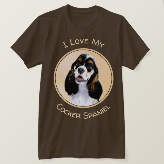 Cocker Spanel (Parti) Malerei - Original Dog Art T-Shirt (Design vorne)