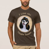 Cocker Spanel (Parti) Malerei - Original Dog Art T-Shirt (Vorderseite)