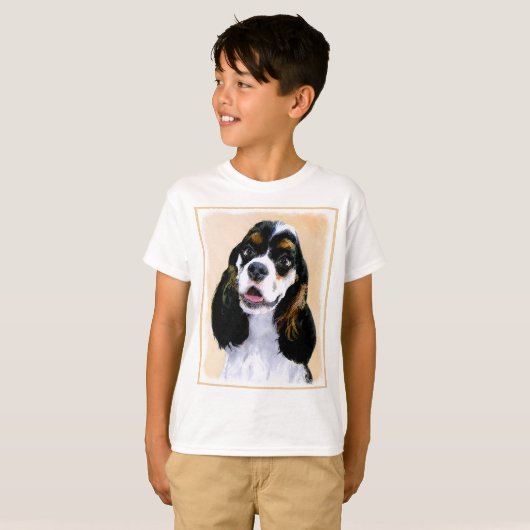 Cocker Spanel (Parti) Malerei - Original Dog Art T-Shirt (Vorne ganz)
