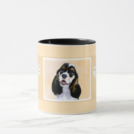 Cocker Spanel (Parti) Malerei - Original Dog Art Tasse (Zentrum)