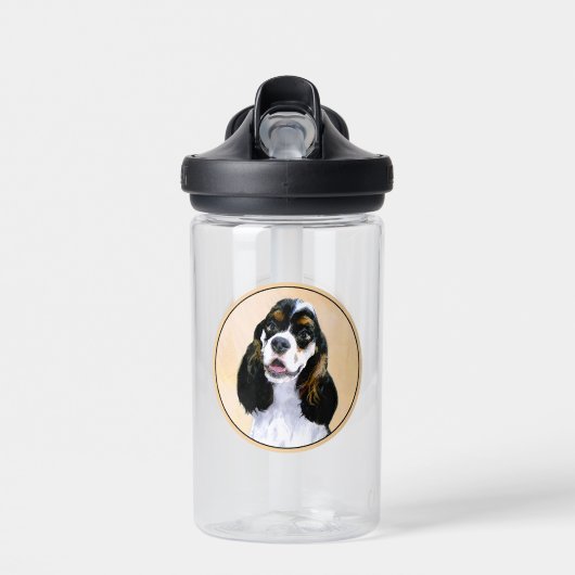 Cocker Spanel (Parti) Malerei - Original Dog Art Trinkflasche (Vorne)