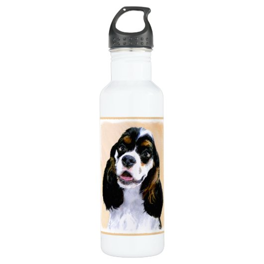 Cocker Spanel (Parti) Malerei - Original Dog Art Trinkflasche (Vorderseite)