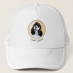 Cocker Spanel (Parti) Malerei - Original Dog Art Truckerkappe