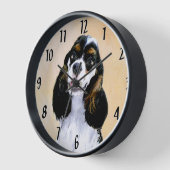 Cocker Spanel (Parti) Malerei - Original Dog Art Uhr (Winkel)