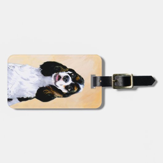 Cocker spanel (Parti) Malerei - Original Hundekuns Gepäckanhänger (Vorderseite horizontal)