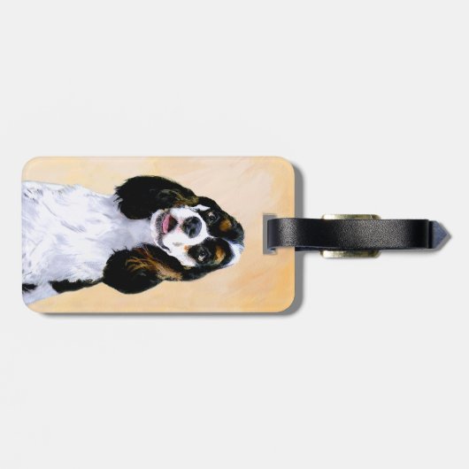 Cocker spanel (Parti) Malerei - Original Hundekuns Gepäckanhänger (Rückseite horizontal)
