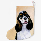 Cocker spanel (Parti) Malerei - Original Hundekuns Kleiner Weihnachtsstrumpf (Rückseite)