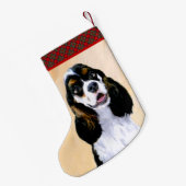 Cocker spanel (Parti) Malerei - Original Hundekuns Kleiner Weihnachtsstrumpf (Rückseite (Hängend))