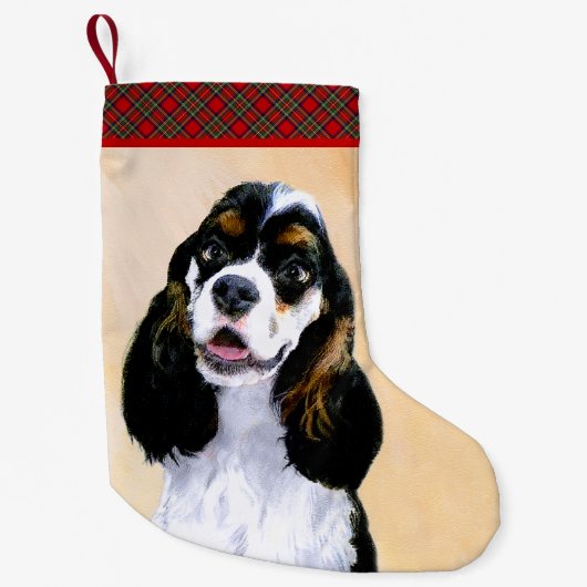Cocker spanel (Parti) Malerei - Original Hundekuns Kleiner Weihnachtsstrumpf (Vorderseite)