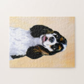 Cocker spanel (Parti) Malerei - Original Hundekuns Puzzle (Horizontal)