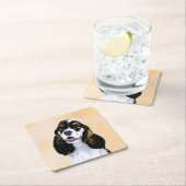 Cocker spanel (Parti) Malerei - Original Hundekuns Rechteckiger Pappuntersetzer (Vor Ort)