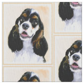 Cocker spanel (Parti) Malerei - Original Hundekuns Stoff (Nahaufnahme)
