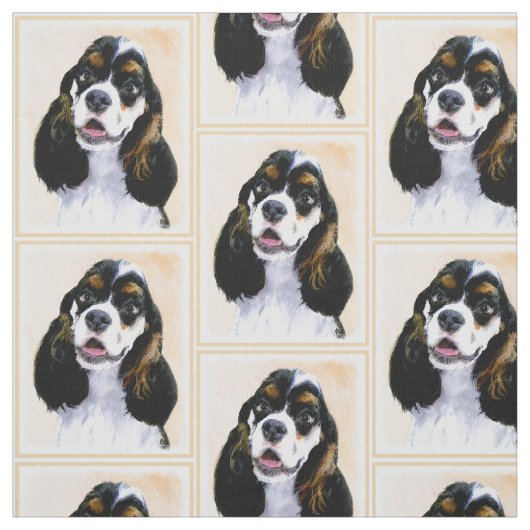 Cocker spanel (Parti) Malerei - Original Hundekuns Stoff (Muster)