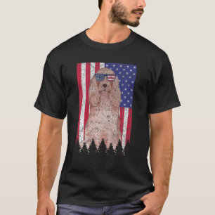 Cocker Spanel Patriotic Dog USA Pride American Fl T-Shirt